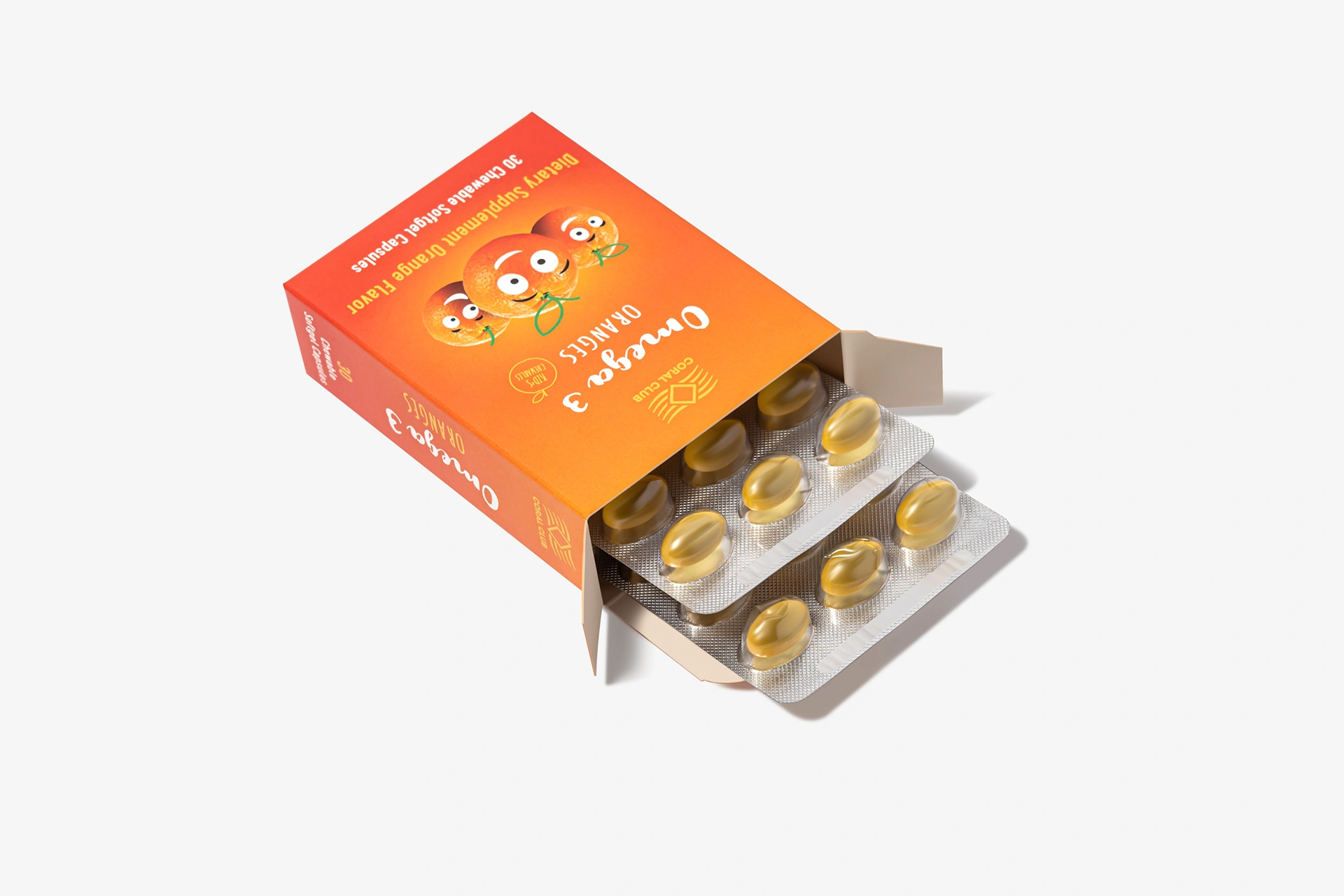 Format d'emballage pratique de Omega 3 Oranges pour un soutien nutritionnel quotidien