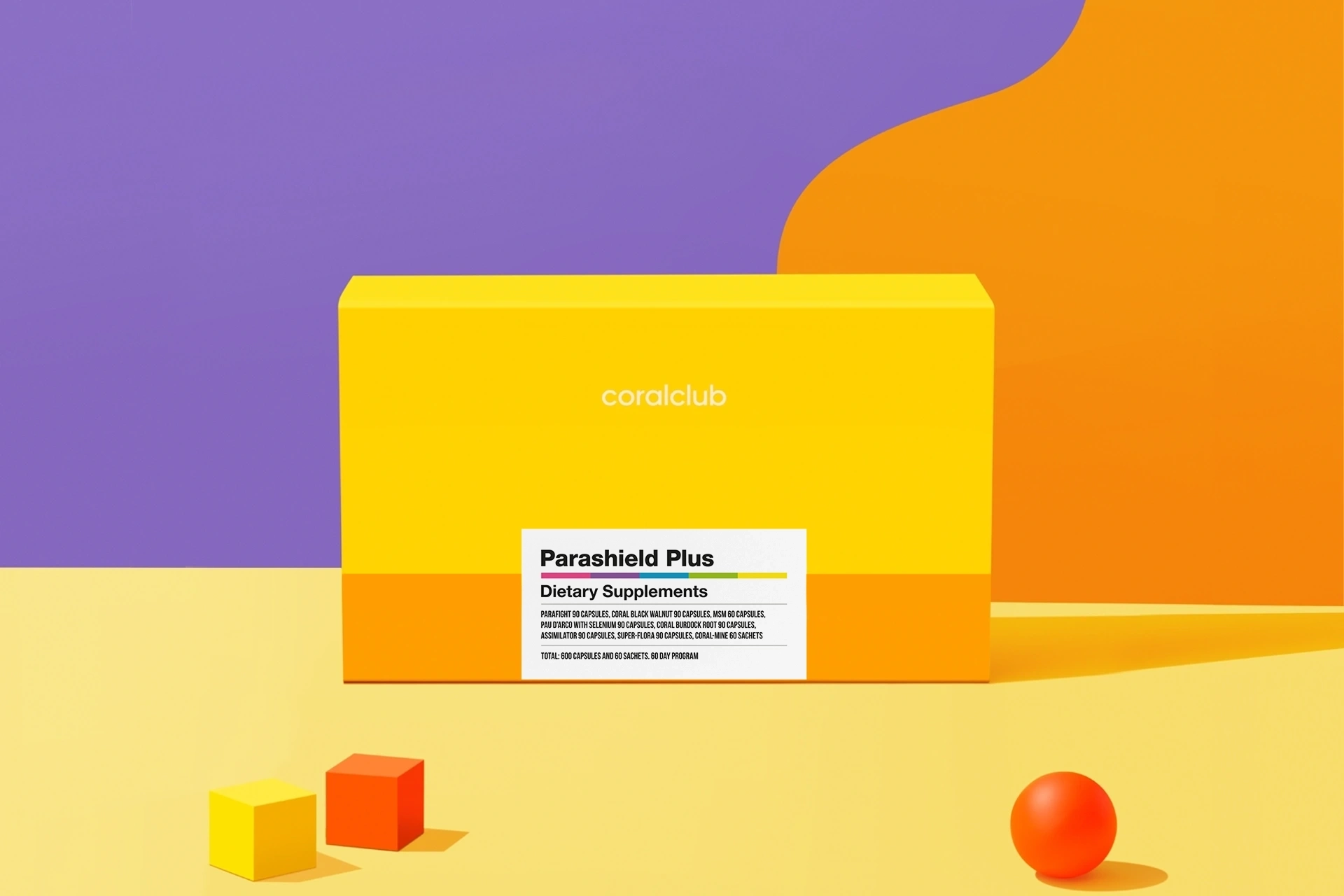 Набір нутрицевтиків програми Parashield Plus на світлому тлі