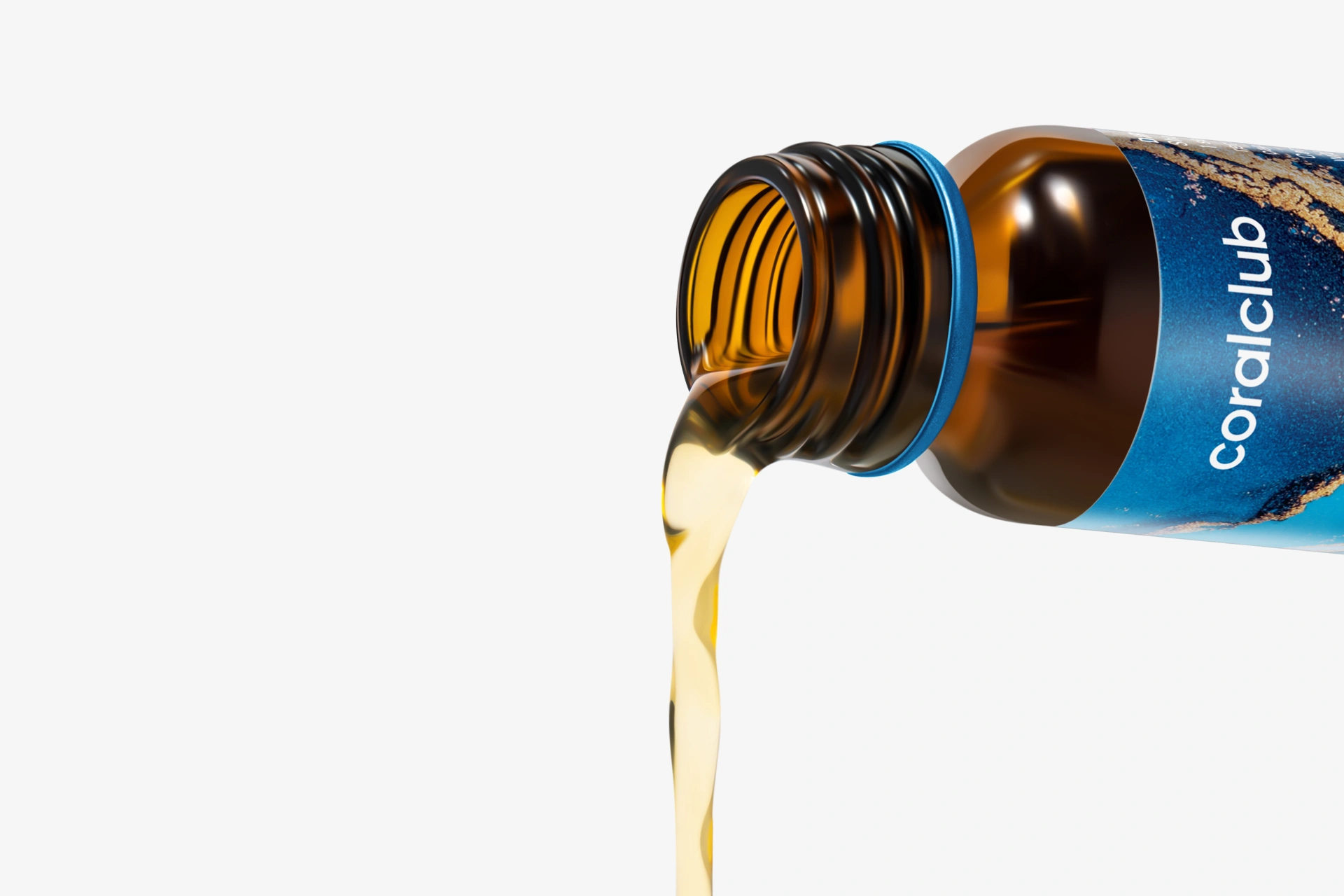 Texture liquide : produit s'écoulant du flacon de Promarine Collagen Tripeptides