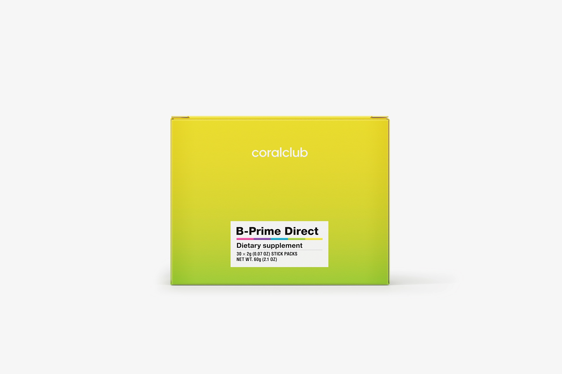 Стік-пакети вітамінного комплексу B-Prime Direct на світлому мінімалістичному тлі