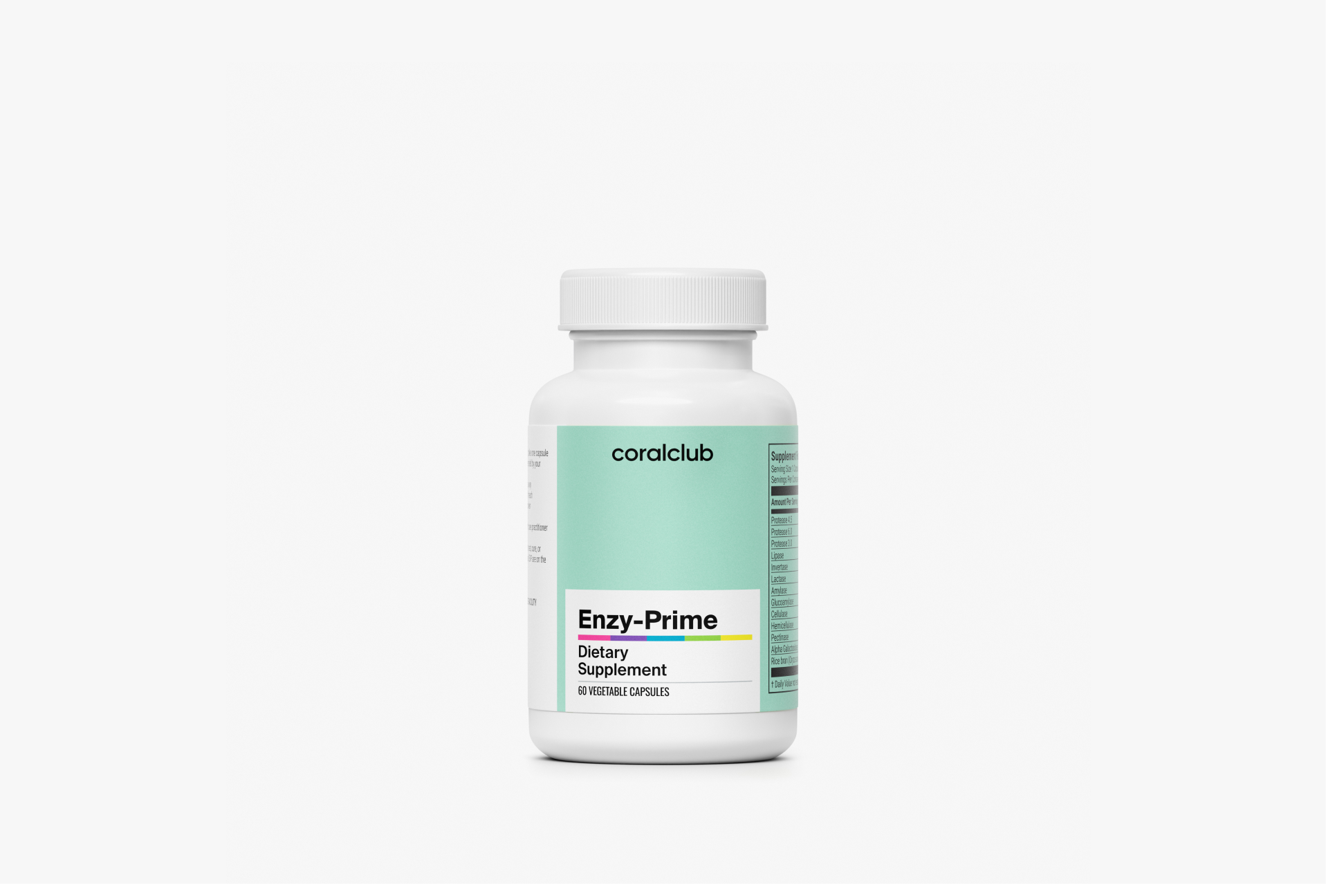 Упаковка рослинних ферментів Enzy-Prime на естетичному світлому тлі