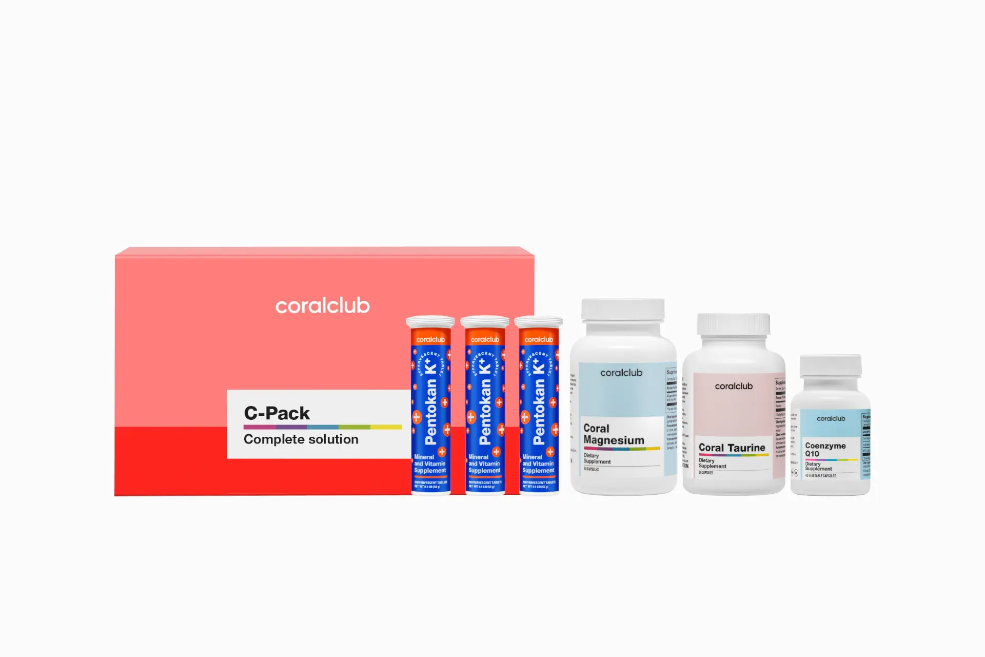 Всі компоненти набору Cardiopack, вишикувані в ряд на естетичному фоні